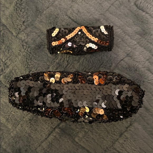 Sequin Mini Clutch and Lipstick Purse Set - Black/Gold and Copper - Picture 5 of 6